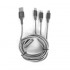 Cable de carga 3 en 1 teros te-70210w, usb a tipo c/lightning/micro usb, 17.5w máx, gris